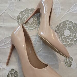 Chic Beige Patent Leather Stilettos